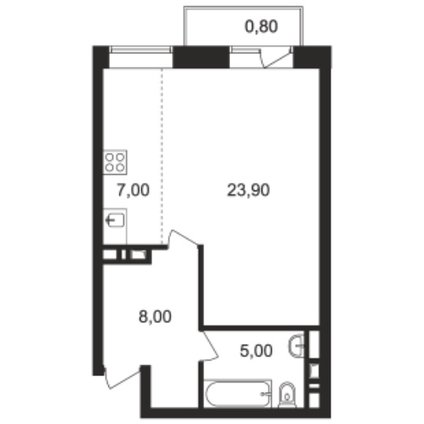 1 комнатная квартира, 43.9 м2, 5 311 900 руб.