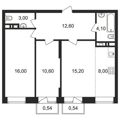 3 комнатная квартира, 69.5 м2, 8 268 762 руб.