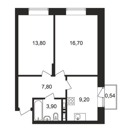 2 комнатная квартира, 51.4 м2, 6 115 315 руб.